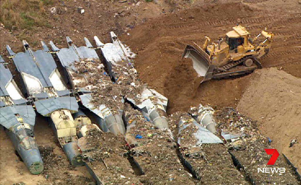 Ipswich's iconic F-111 aircraft are buried at Swanbank Industrial Park. Ipswich's iconic F-111 aircraft are buried at Swanbank Industrial Park.